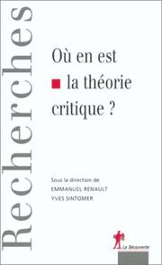 Cover of: Où en est la théorie critique?