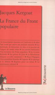 Cover of: La France du front populaire