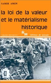 Cover of: La loi de la valeur et le matérialisme historique