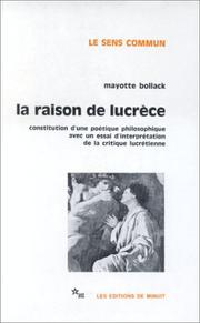 La raison de Lucrèce by Mayotte Bollack