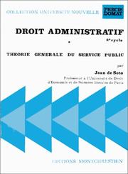 Cover of: Droit administratif by Jean de Soto