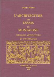 Cover of: L' architecture des Essais de Montaigne: mémoire artificielle et mythologie
