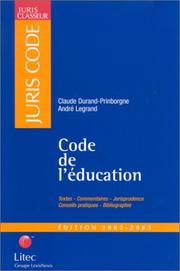 Cover of: Code de l'éducation