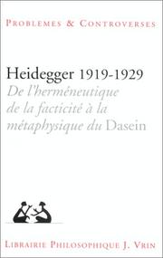 Cover of: Heidegger 1919-1929 by organisé par Jean-François Marquet, Université de Paris-Sorbonne, novembre 1994 ; édités par Jean-François Courtine.