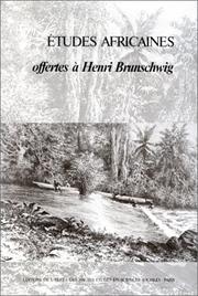 Etudes africaines by Henri Brunschwig, Jan Vansina