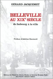 Cover of: Belleville au XIXe siècle: du faubourg à la ville