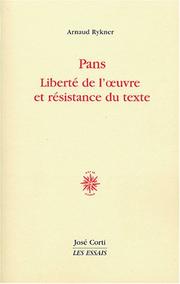 Cover of: Pans: liberté de l'œuvre et résistance du texte