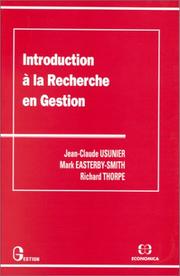 Cover of: Introduction à la recherche en gestion