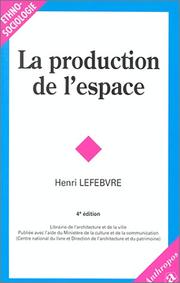 Cover of: La Production De L'espace by Henri Lefebvre
