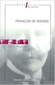Cover of: François de Wendel by Denis Woronoff