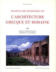 Cover of: Dictionnaire méthodique de l'architecture grecque et romaine by René Ginouvès