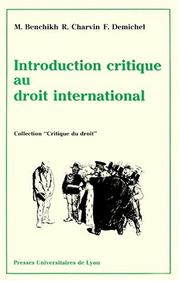 Cover of: Introduction critique au droit international