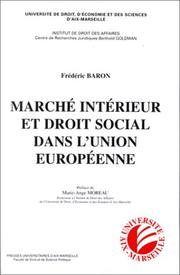 Cover of: Marché intérieur et droit social dans l'Union européenne by Frédéric Baron