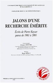 Cover of: Jalons d'une recherche émérite: Ecrits de Pierre Kayser parus de 1981 à 2001