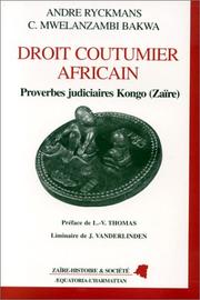 Cover of: Droit coutumier africain by André Ryckmans