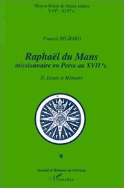 Cover of: Raphaël du Mans, missionnaire en Perse au XVIIe sic̀le by Francis Richard