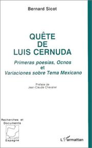 Cover of: Quête de Luis Cernuda: primeras poesías, Ocnos et Variaciones sobre tema mexicano