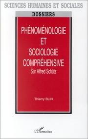 Phénoménologie et sociologie compréhensive by Thierry Blin