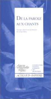 Cover of: De la parole aux chants