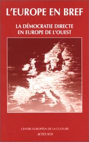 Cover of: La Démocratie directe en Europe de l'Ouest by 