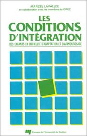 Cover of: Les conditions d'intégration by Marcel Lavallée, Marcel Lavallée