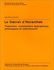 Le decret d'Horemheb by Jean-Marie Kruchten