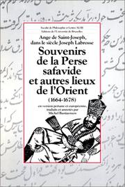 Cover of: Souvenirs de la Perse safavide et autres lieux de l'Orient, 1664-1678
