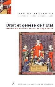 Cover of: Droit et genèse de l'Etat by Régine Beauthier