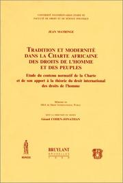 Cover of: Tradition et modernité dans la Charte africaine des droits de l'homme et des peuples by Jean Matringe