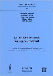 Cover of: La méthode de travail du juge international