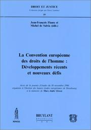 La Convention européenne des droits de l'homme by Institut des hautes études européennes. Journées d'études, J.F. Flauss, M. de Salvia