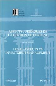 Cover of: Aspects juridiques de la gestion de fortune =: Legal aspects of investment management