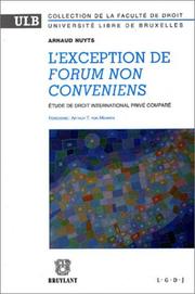 L' exception de forum non conveniens by Arnaud Nuyts