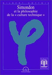 Cover of: Simondon et la philosophie de la "culture technique"