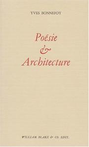 Cover of: Poésie et architecture by Yves Bonnefoy