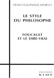 Cover of: Le style du philosophe by Francesco Paolo Adorno