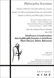 Cover of: Interférences et transformations dans la philosophie française et autrichienne, Mach, Poincaré, Duhem, Boltzmann: actes du colloque France-Autriche, mai 1995