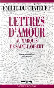 Cover of: Lettres d'amour au marquis de Saint-Lambert
