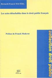 Cover of: Les actes détachables dans le droit public français