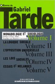 Cover of: Monadologie et sociologie