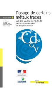 Cover of: Dosage de certains métaux traces: (Ag, Cd, Cr, Cu, Ni, Pb, V, Zn) dans les organismes marins par absorption atomique