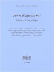 Cover of: Poésie d'aujourd'hui: édition et lecture publique