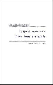 Cover of: L' Esprit nouveau dans tous ses états: en hommage à Michel Décaudin