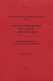 Cover of: Enquête et description des langues à tradition orale