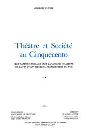 Cover of: Théâtre et société au Cinquecento: les rapports sociaux dans la comédie italienne de la fin du XVe siècle au premier tiers du XVIe