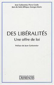 Cover of: Des libéralités: une offre de loi