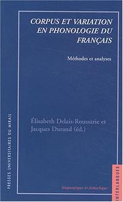 Cover of: Corpus et variation en phonologie du français: méthodes et analyses