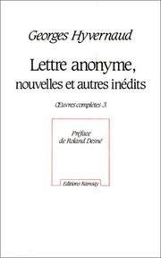 Cover of: Lettre anonyme, nouvelles et autres inédits by Georges Hyvernaud