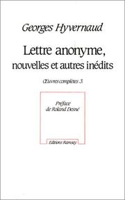 Cover of: Lettre anonyme, nouvelles et autres inédits