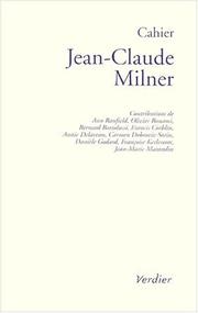 Cover of: Cahier Jean-Claude Milner